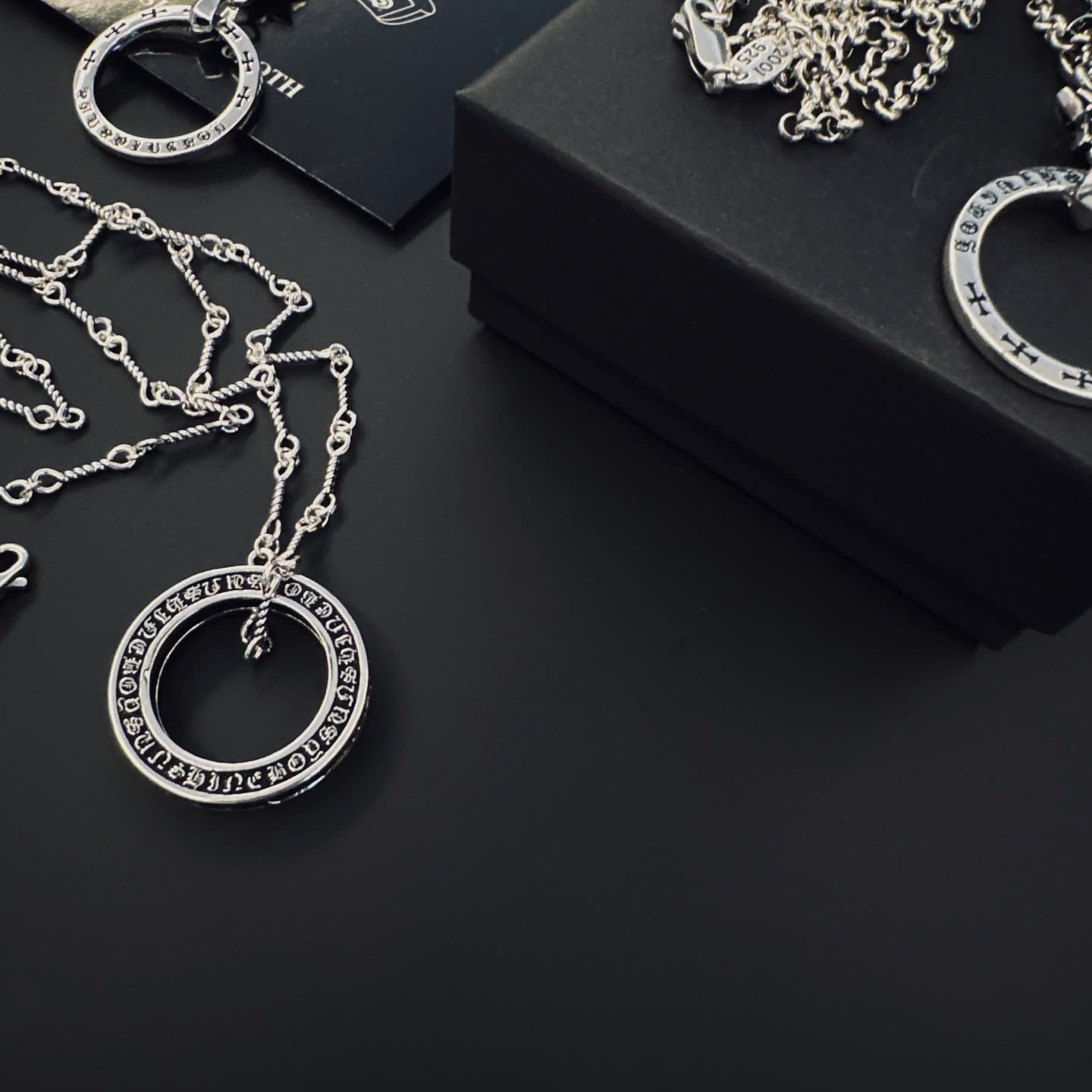 Chrome Hearts One Arts Sterling Silver Circle Pendant Necklace